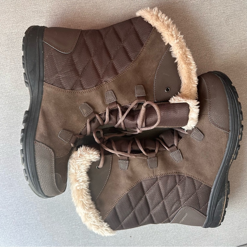 Columbia Women’s Waterproof Winter Boots Brown Faux Fur Lined Size 10.5